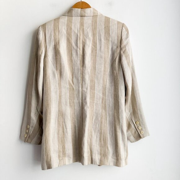 Ports International Linen Striped Classic Summer Blazer Beige 8 - Picture 7 of 7
